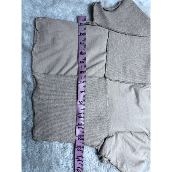 PrettyLittleThing Womens Patchwork Short Sleeve Knit Top Size 4 Beige - Picture 4 of 5